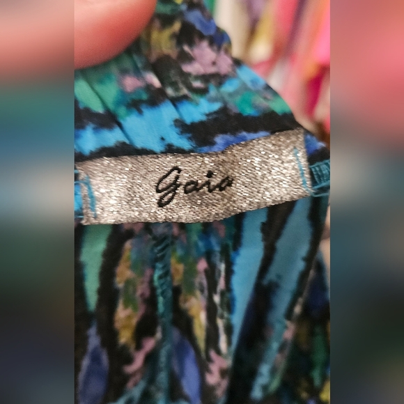 GAIA Boho Abstract Print Harem Style Pants In  Blue/green Multi. Size S/M - Picture 4 of 10